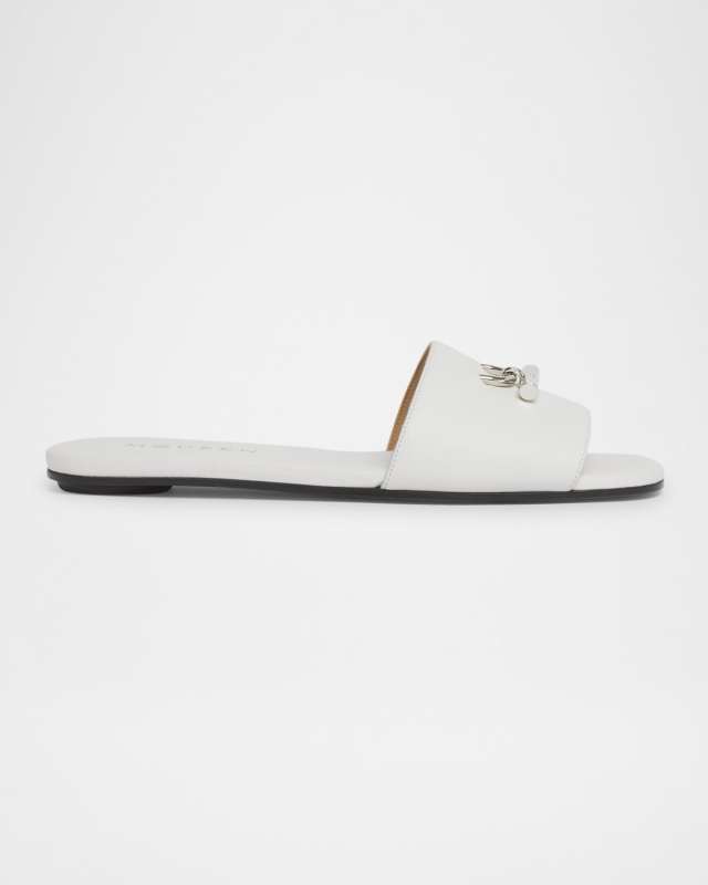 Leather Cross-Bar Slide Sandals